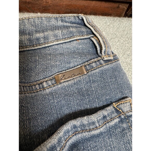 KanCan Cute Distressed Button Front‎ Blue Stretchy Denim Skirt Women's Size 25 - Picture 7 of 13